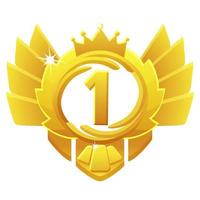 prix d'or 1ère place, avatars de la couronne pour l'interface utilisateur du jeu. illustration vectorielle cadre de prix rond doré pour le gagnant, étiquette de victoire. vecteur