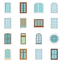fenêtre en plastique forme des icônes définies dans un style plat