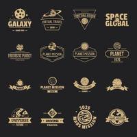 jeu d'icônes de logo de planète spatiale, style simple vecteur