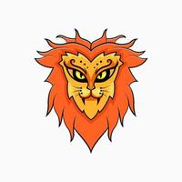 concept de logo de tête de lion. style créatif, animal, dessin animé et bête. adapté au logo, à l'icône, au symbole et au signe de la mascotte. tels que les sports électroniques, les sports, le logo fort et la conception de t-shirts vecteur