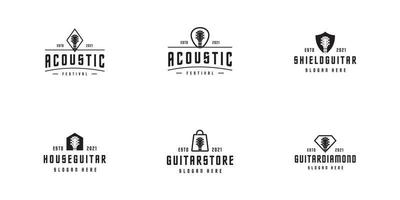 modèle de vecteur de conception de logo de guitare acoustique