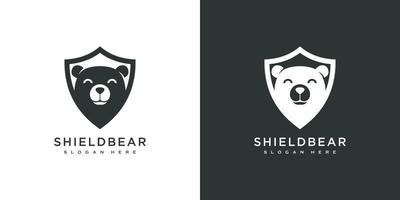 modèle de conception de vecteur de logo ours bouclier