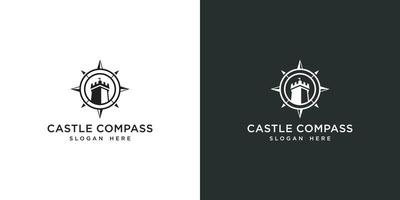 château et boussole concept aventure ou voyage inspiration de conception de logo vecteur