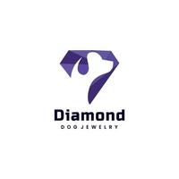 illustration de logo vectoriel style de couleur plate de chien de diamant.
