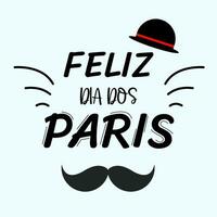 Feliz Dia dos Pais. bonne fête des pères portugais brésilien. carte de lettrage, carte postale. lettrage simple avec moustache et chapeau. illustration vectorielle vecteur