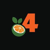 logo orange numéro 4 vecteur