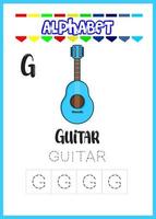 la lettre de l'alphabet g est la page de la guitare. vecteur