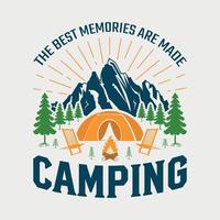 les meilleurs souvenirs sont faits de conception de t-shirt de camping, d'aventure et de citation de camping pour l'impression, la carte, le t-shirt, la tasse et bien plus encore vecteur