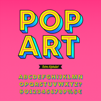 vecteur alphabet rétro pop art