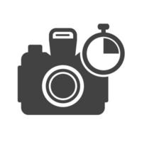 minuterie sur icône noire de glyphe de caméra vecteur