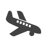 icône noire de glyphe d'avion d'atterrissage vecteur