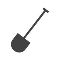 icône noire de glyphe de pelle à main vecteur