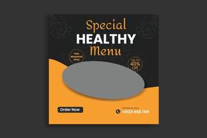 modèle de médias sociaux alimentaires, conception de menus de restaurant, bannière web, publication sur les réseaux sociaux vecteur