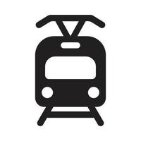 eps10 icône ou logo de tramway vectoriel noir dans un style moderne simple et branché isolé sur fond blanc