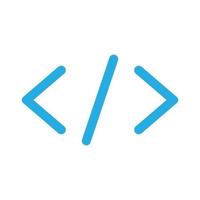 eps10 icône d'art de ligne de code vectoriel bleu ou logo dans un style moderne simple et branché isolé sur fond blanc