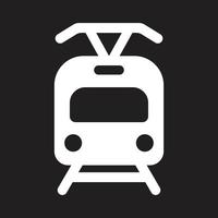 eps10 icône ou logo de tramway vectoriel blanc dans un style moderne simple et branché isolé sur fond noir