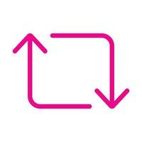 eps10 icône ou logo de flèches de retweet vecteur rose dans un style moderne simple et branché isolé sur fond blanc