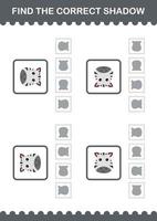 trouver le bon visage de zèbre d'ombre. feuille de travail pour les enfants vecteur