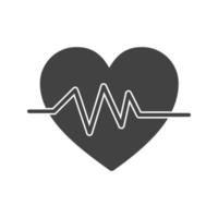 icône noire de glyphe de fréquence cardiaque vecteur
