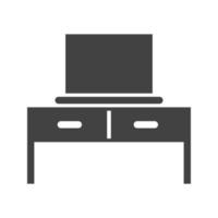 icône noire de glyphe de bureau et ordinateur portable vecteur