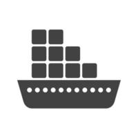 icône noire de glyphe de navire cargo vecteur