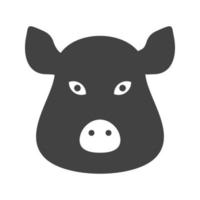 icône noire de glyphe de visage de cochon vecteur