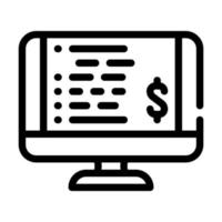 surveiller avec chèque, illustration vectorielle de l'icône de la ligne de reçu de paiement vecteur