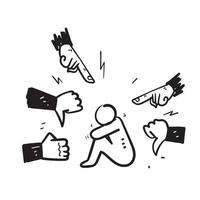 vecteur d'illustration de concept d'icône d'intimidation sociale doodle dessiné à la main