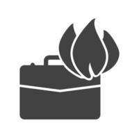 porte-documents sur l'icône noire de glyphe de feu vecteur