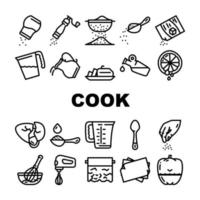 instruction de cuisinier pour préparer des icônes de nourriture set vector