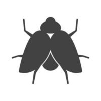 icône noire de glyphe de mouche vecteur