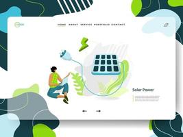 page de destination de l'énergie solaire vecteur