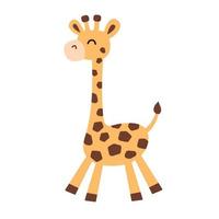 illustration vectorielle de petite girafe mignonne drôle dans un style plat isolé sur fond blanc. bébé girafe pour les enfants vecteur