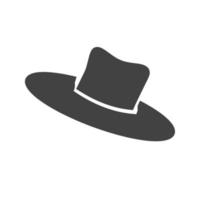 chapeau v glyphe icône noire vecteur