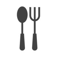 cuillère et fourchette glyphe icône noire vecteur