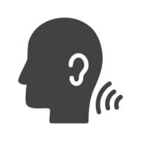 icône noire de glyphe de compétences d'écoute vecteur