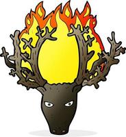 symbole de feu de tête de cerf de dessin animé vecteur