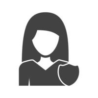 icône noire de glyphe de sécurité femme vecteur