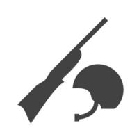 icône noire de glyphe de pistolet et de casque vecteur