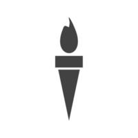 icône noire de glyphe de torche vecteur