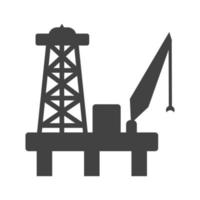 icône noire de glyphe de plate-forme pétrolière vecteur