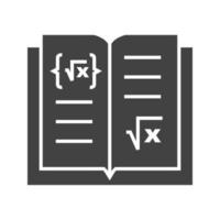 livre de mathématiques je glyphe icône noire vecteur