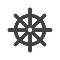 icône noire de glyphe de roue de bateau vecteur