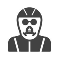 icône noire de glyphe de masque à gaz vecteur
