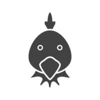 icône noire de glyphe de visage de poulet vecteur
