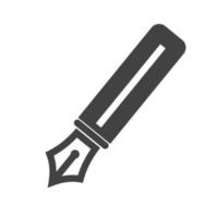 stylo plume glyphe noir icône vecteur