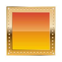 bordure carrée orange avec cadre doré et diamants vecteur