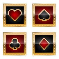 jeu d'icônes de combinaisons de cartes pour casino avec bordure dorée et étoiles vecteur