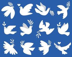 ensemble de vecteurs de colombes de la paix vecteur
