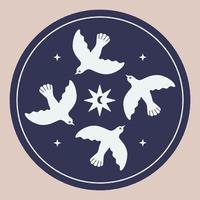 illustration de colombes au clair de lune vecteur